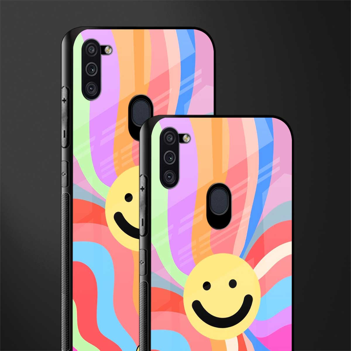 cheerful smiley glass case for samsung galaxy m11 image-2