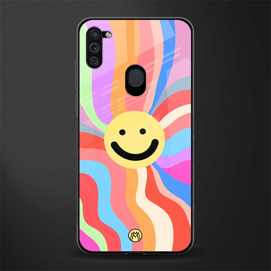 cheerful smiley glass case for samsung galaxy m11 image