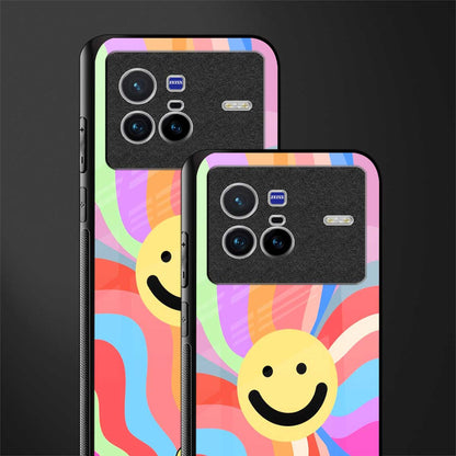 cheerful smiley glass case for vivo x80 image-2