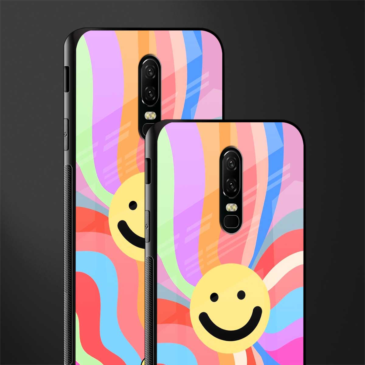 cheerful smiley glass case for oneplus 6 image-2