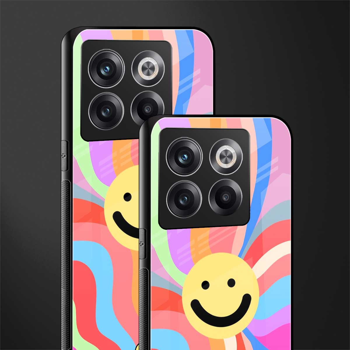 cheerful smiley back phone cover | glass case for oneplus 10t