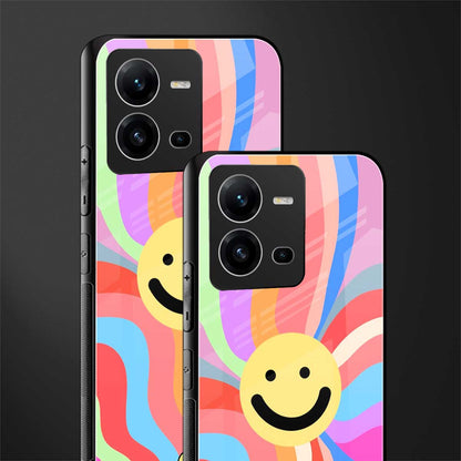 cheerful smiley back phone cover | glass case for vivo v25-5g