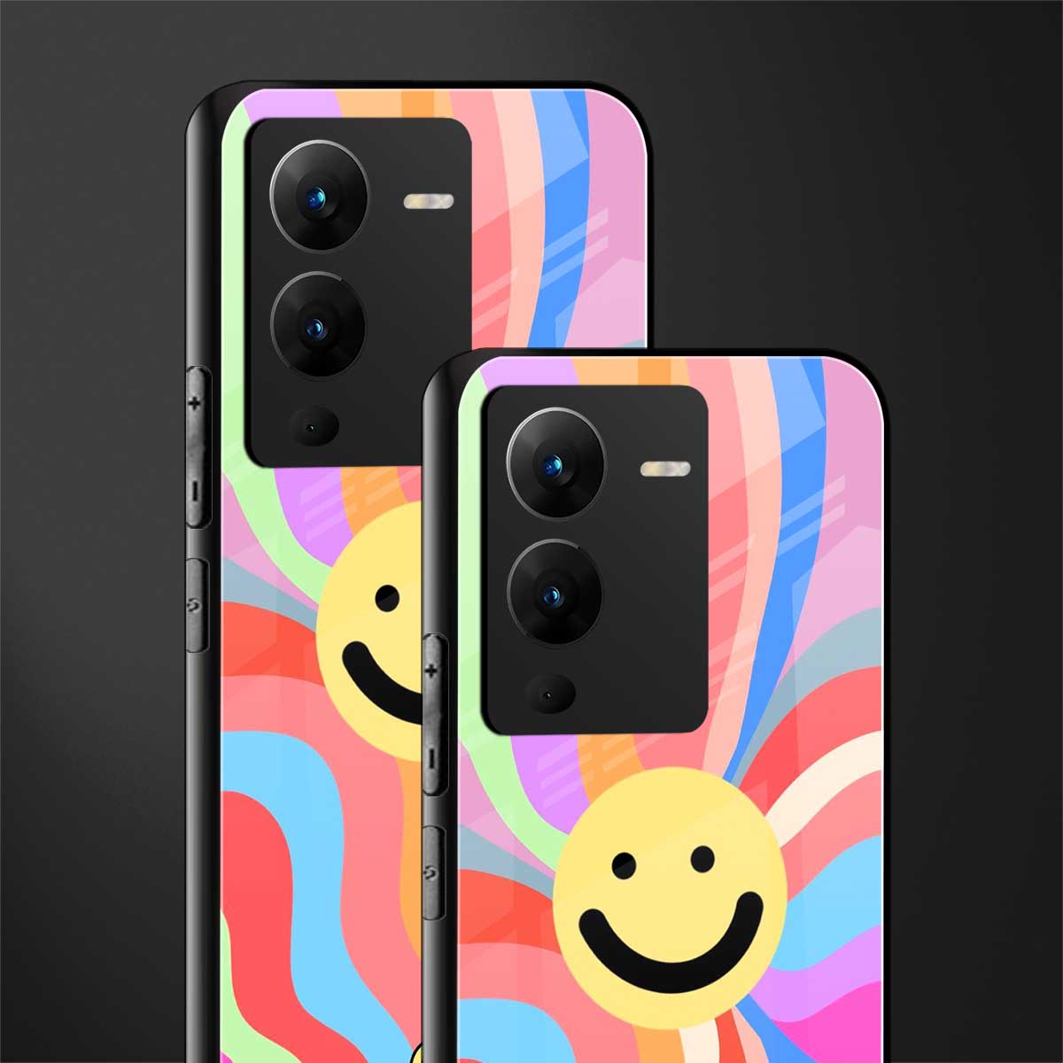 cheerful smiley back phone cover | glass case for vivo v25 pro 5g