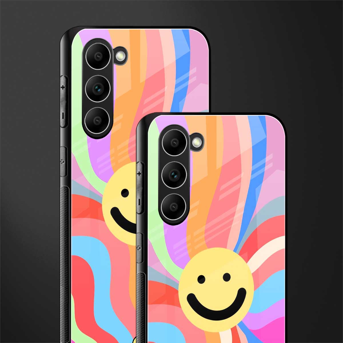 cheerful smiley glass case for phone case | glass case for samsung galaxy s23