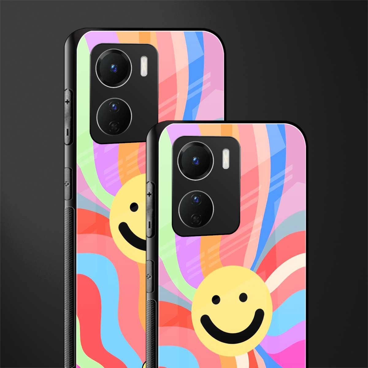 cheerful smiley back phone cover | glass case for vivo y16