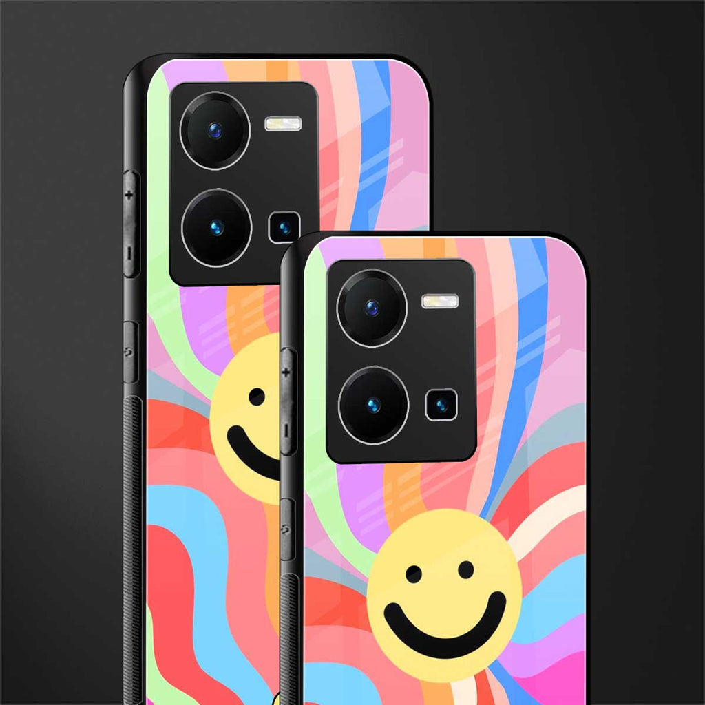 cheerful smiley back phone cover | glass case for vivo y35 4g