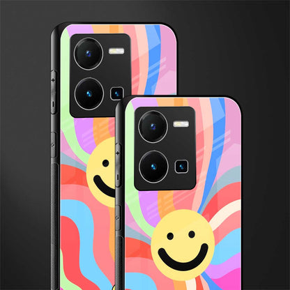 cheerful smiley back phone cover | glass case for vivo y35 4g