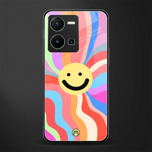 cheerful smiley back phone cover | glass case for vivo y35 4g