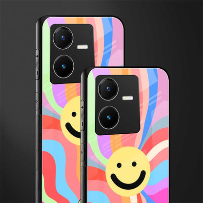 cheerful smiley back phone cover | glass case for vivo y22