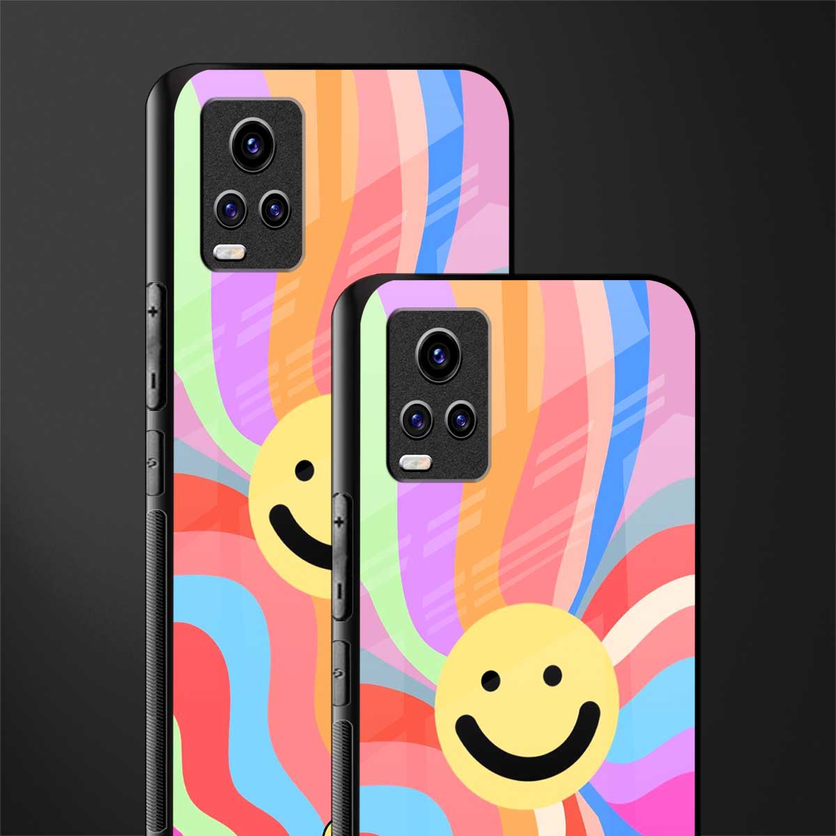 cheerful smiley back phone cover | glass case for vivo v21e 4g