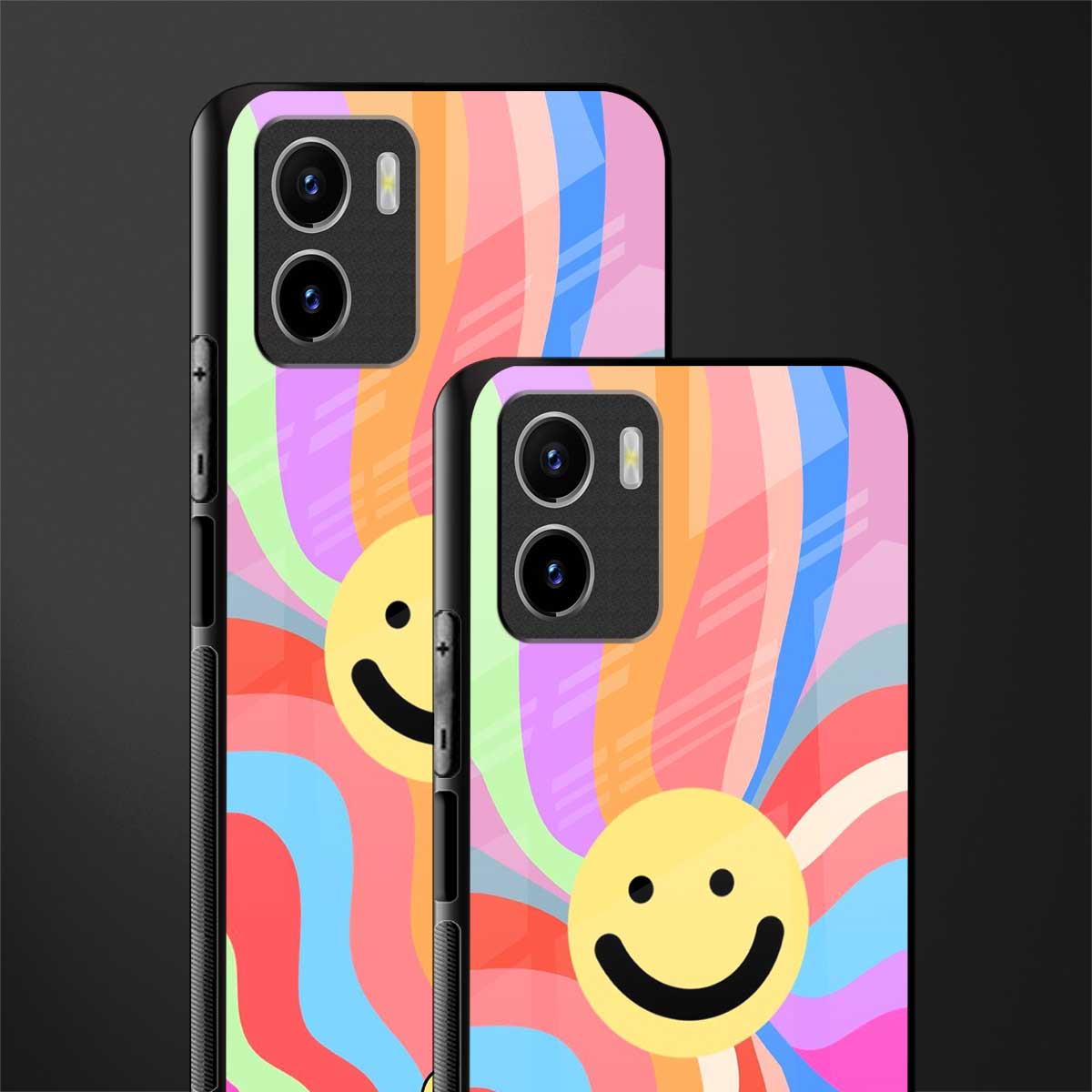 cheerful smiley back phone cover | glass case for vivo y72