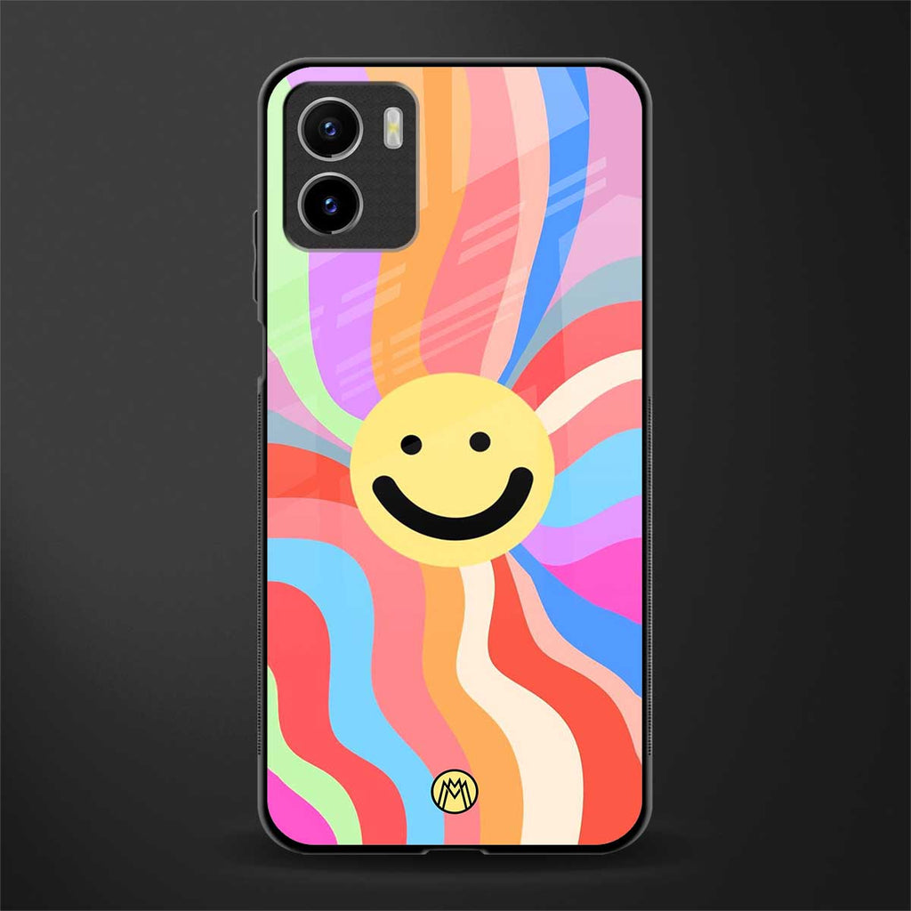 cheerful smiley back phone cover | glass case for vivo y72