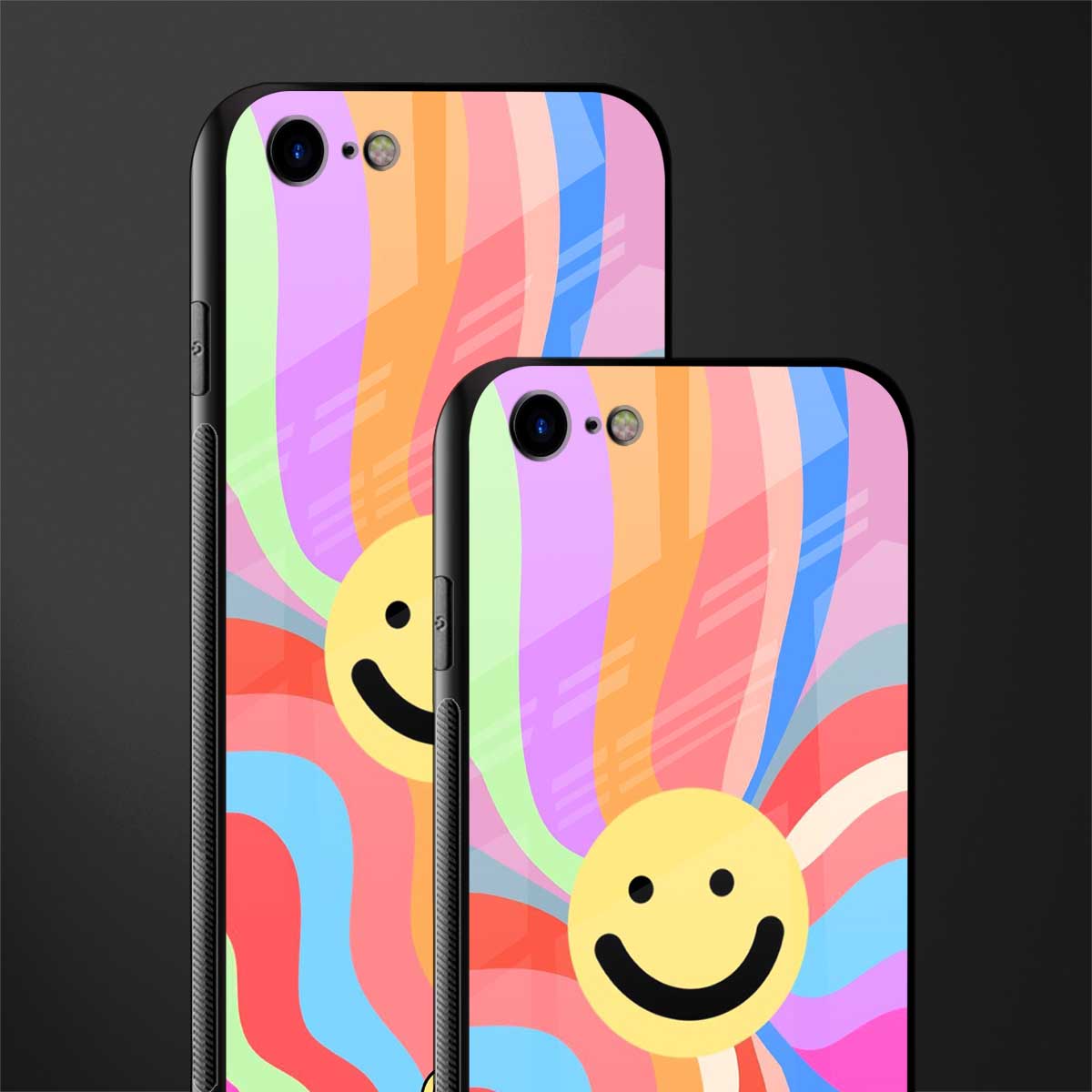 cheerful smiley glass case for iphone se 2020 image-2