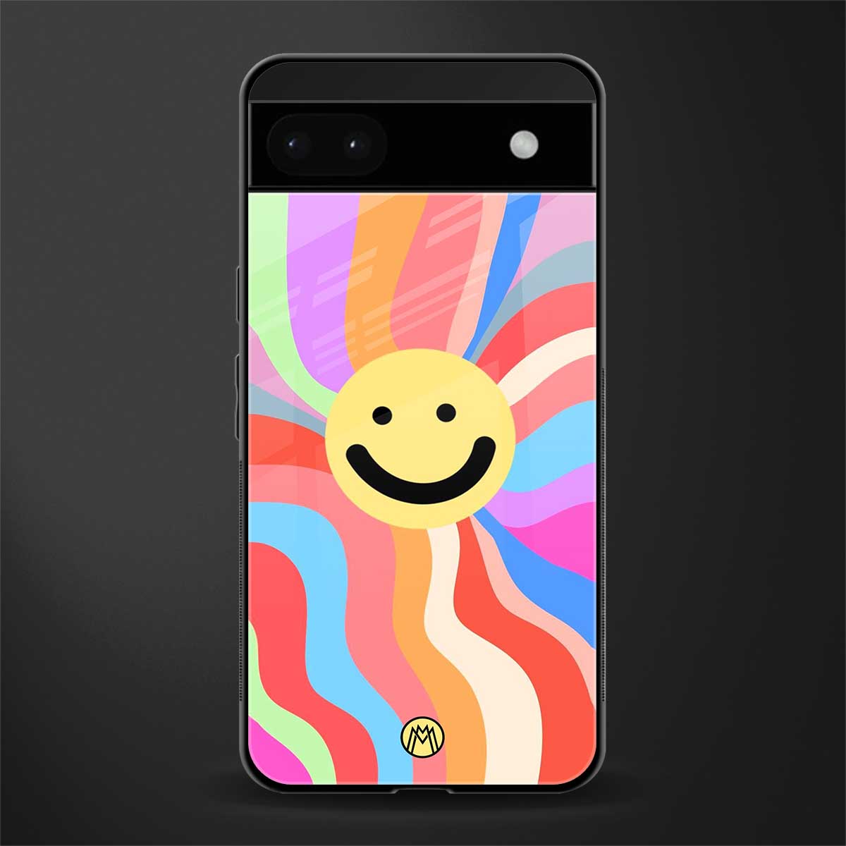 cheerful smiley back phone cover | glass case for google pixel 6a