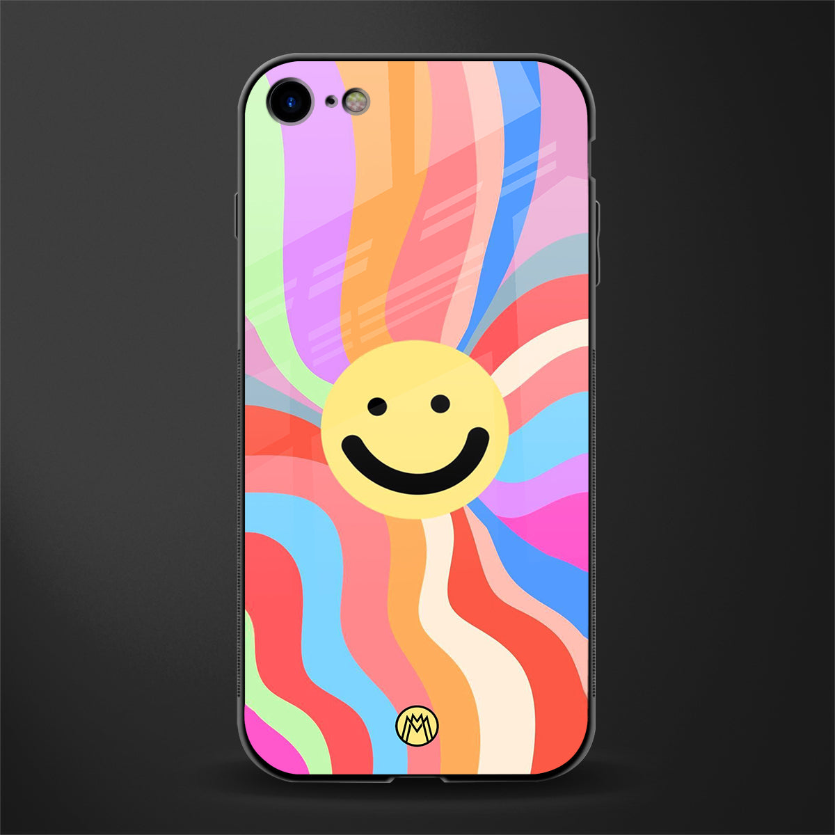 cheerful smiley glass case for iphone se 2020 image