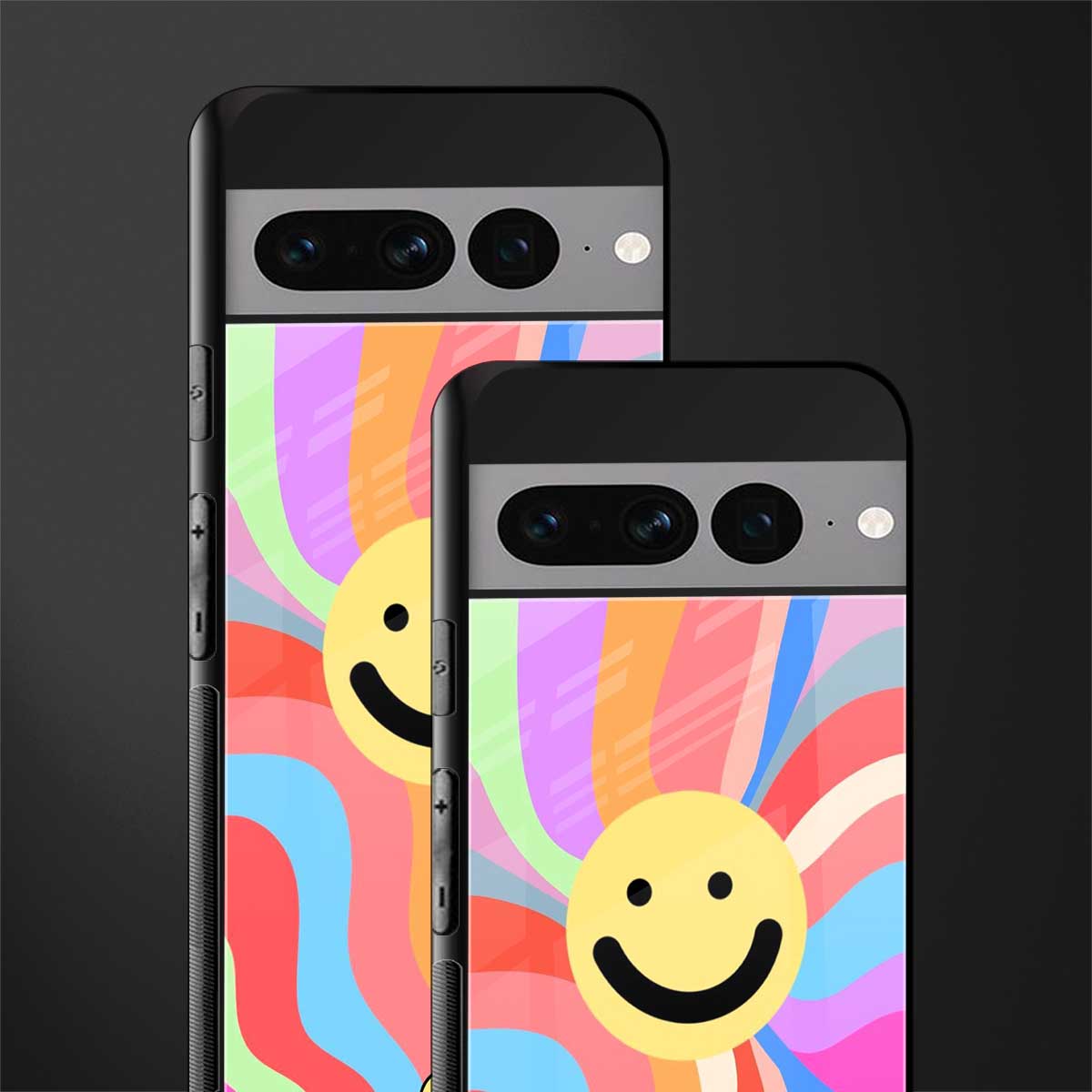 cheerful smiley back phone cover | glass case for google pixel 7 pro