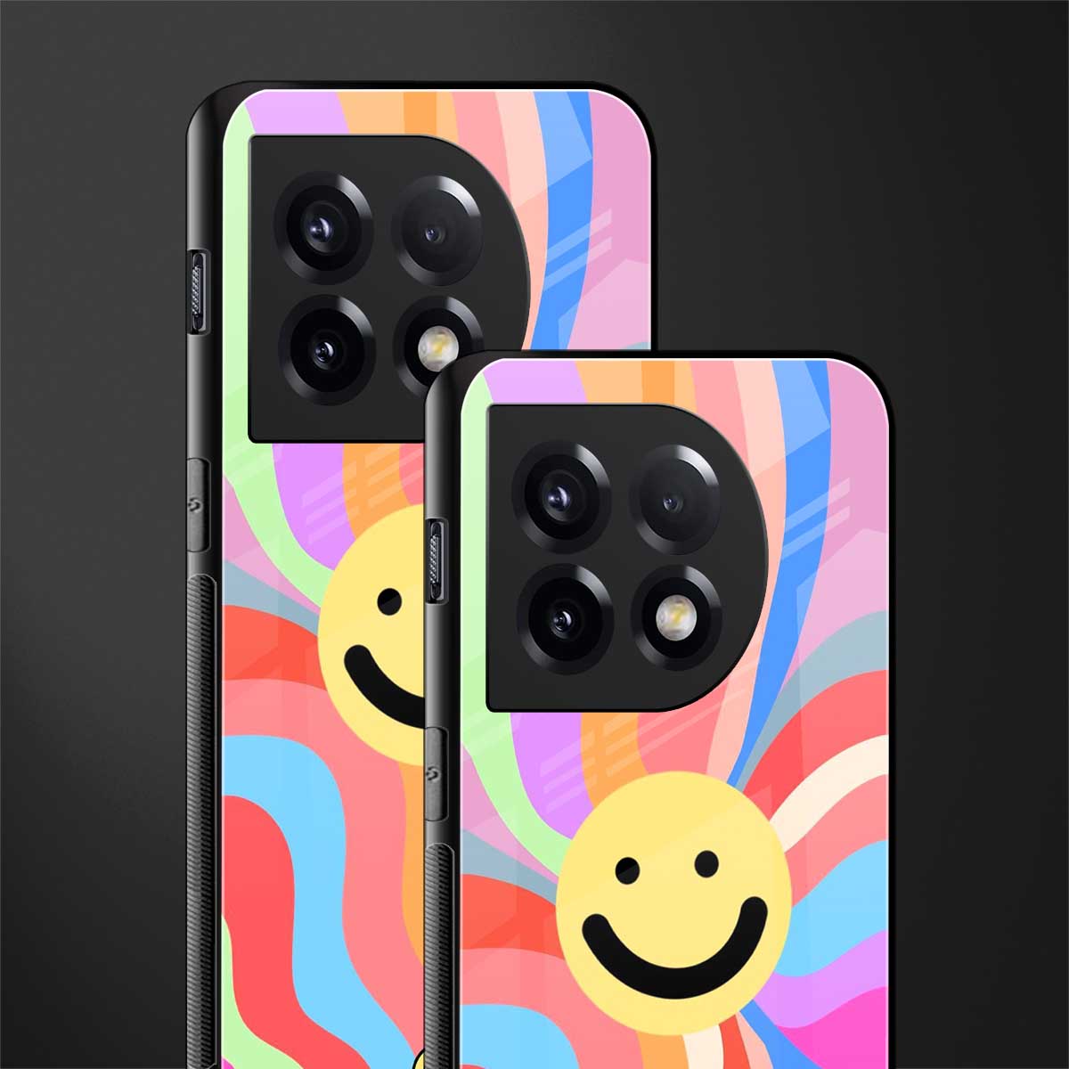 cheerful smiley back phone cover | glass case for oneplus 11