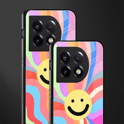 cheerful smiley back phone cover | glass case for oneplus 11