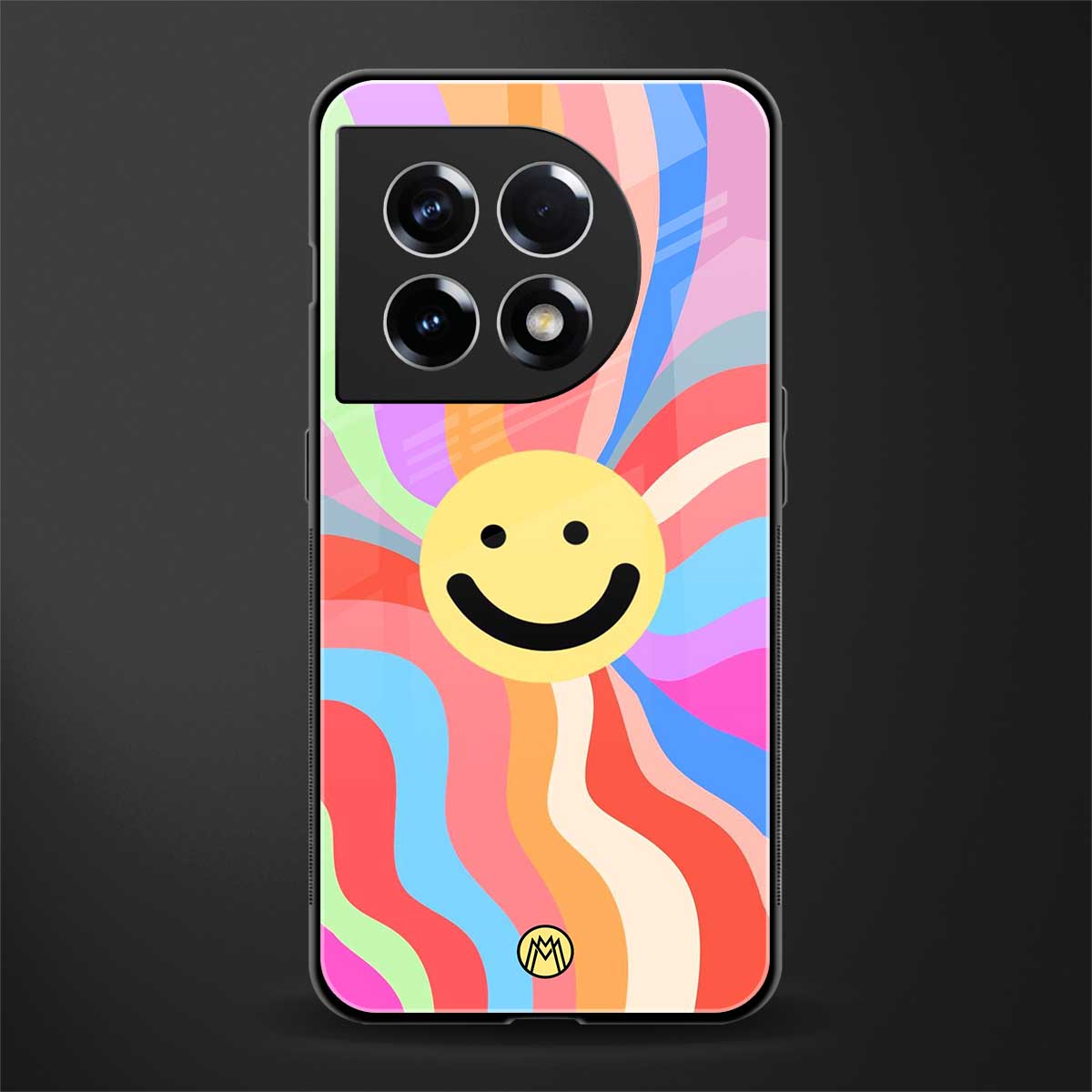 cheerful smiley back phone cover | glass case for oneplus 11