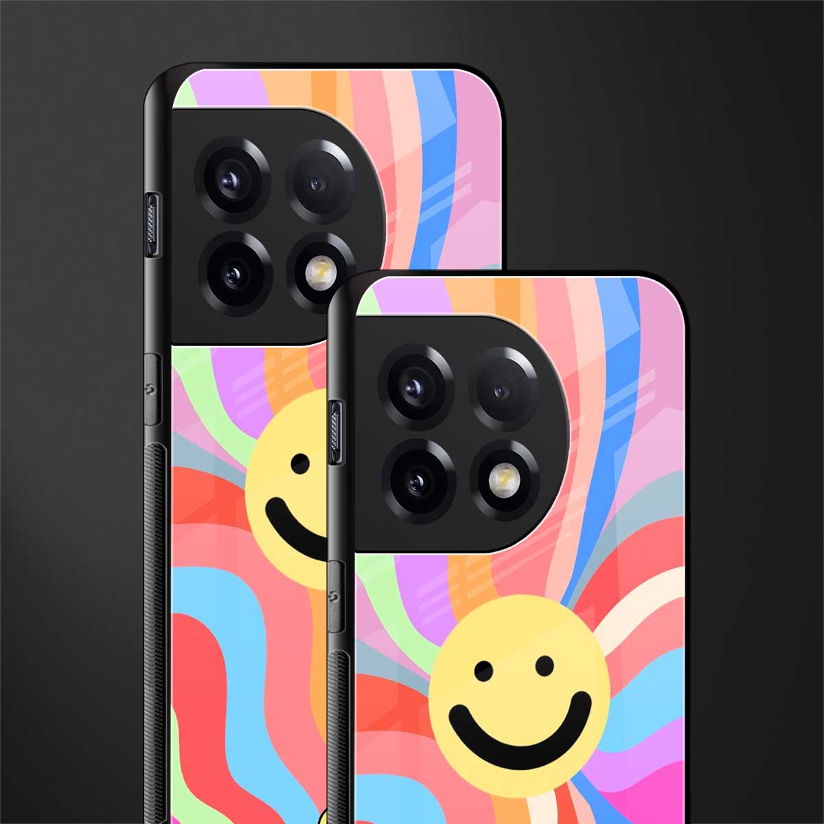 cheerful smiley back phone cover | glass case for oneplus 11r