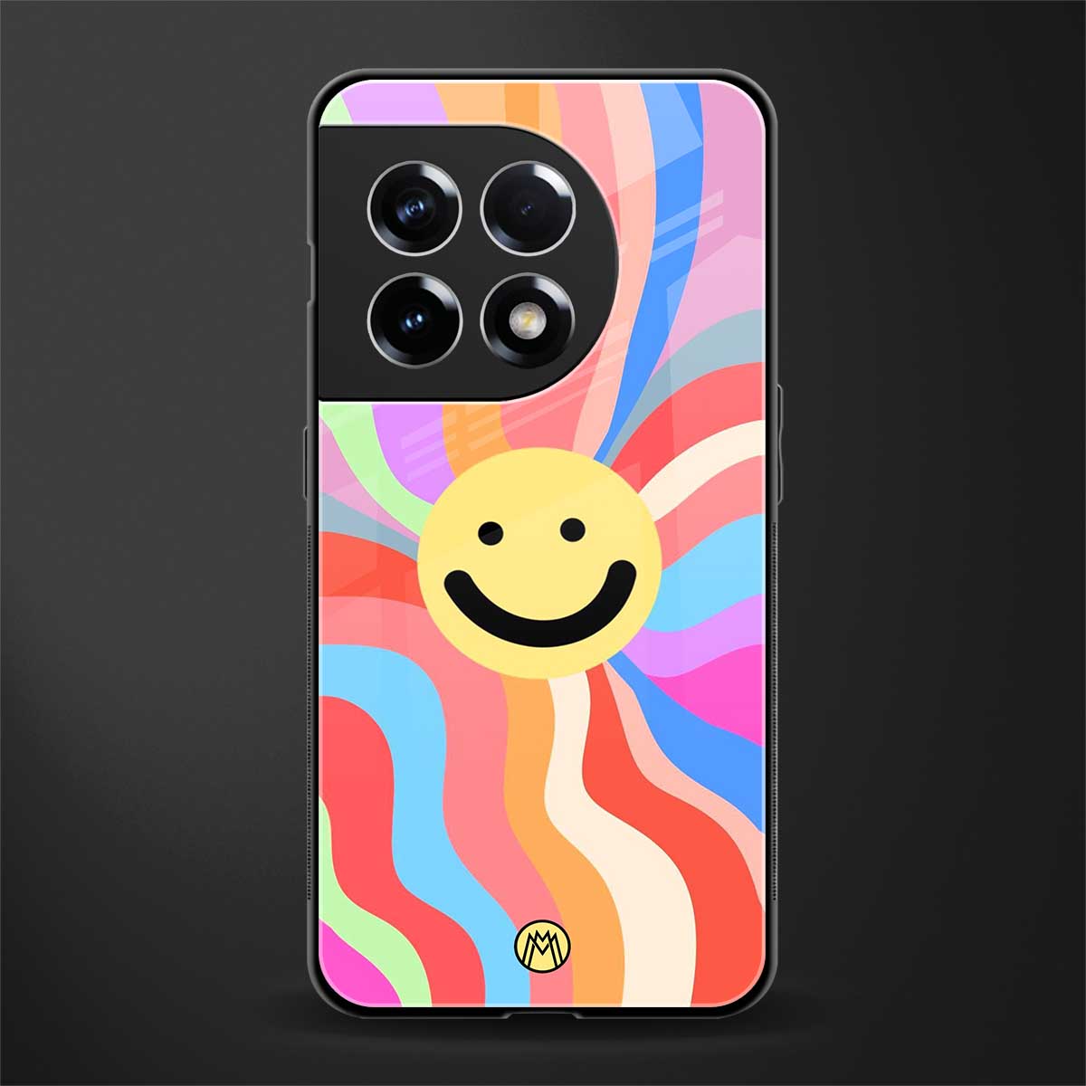 cheerful smiley back phone cover | glass case for oneplus 11r