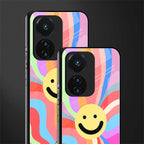 cheerful smiley back phone cover | glass case for vivo t1 44w 4g