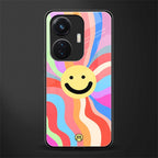 cheerful smiley back phone cover | glass case for vivo t1 44w 4g