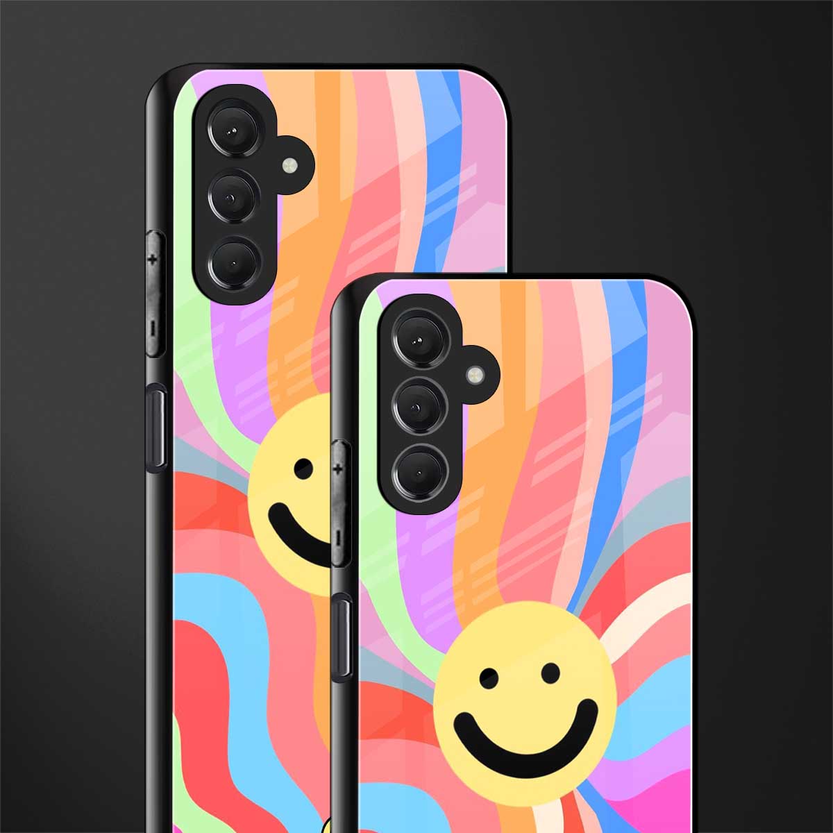 cheerful smiley back phone cover | glass case for samsun galaxy a24 4g