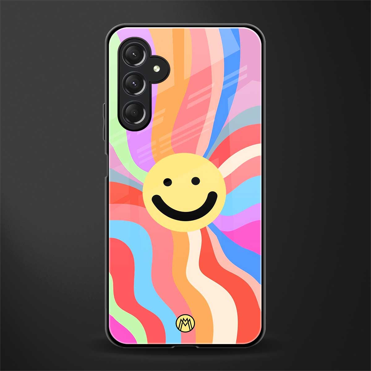 cheerful smiley back phone cover | glass case for samsun galaxy a24 4g