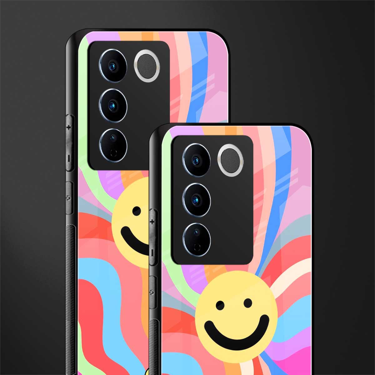 cheerful smiley back phone cover | glass case for vivo v27 pro 5g