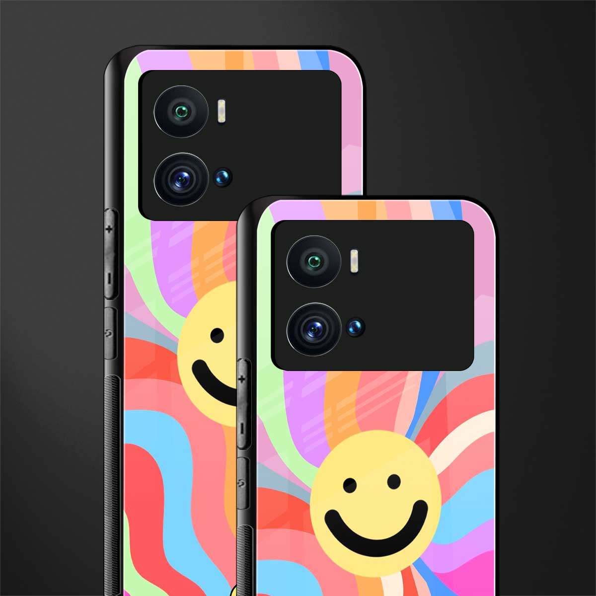 cheerful smiley back phone cover | glass case for iQOO 9 Pro