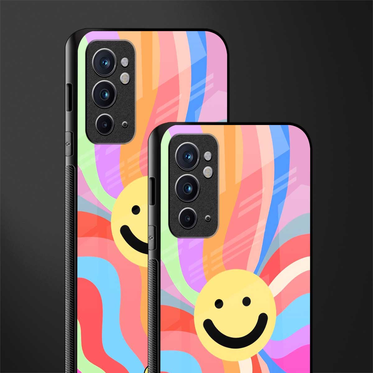cheerful smiley glass case for oneplus 9rt image-2