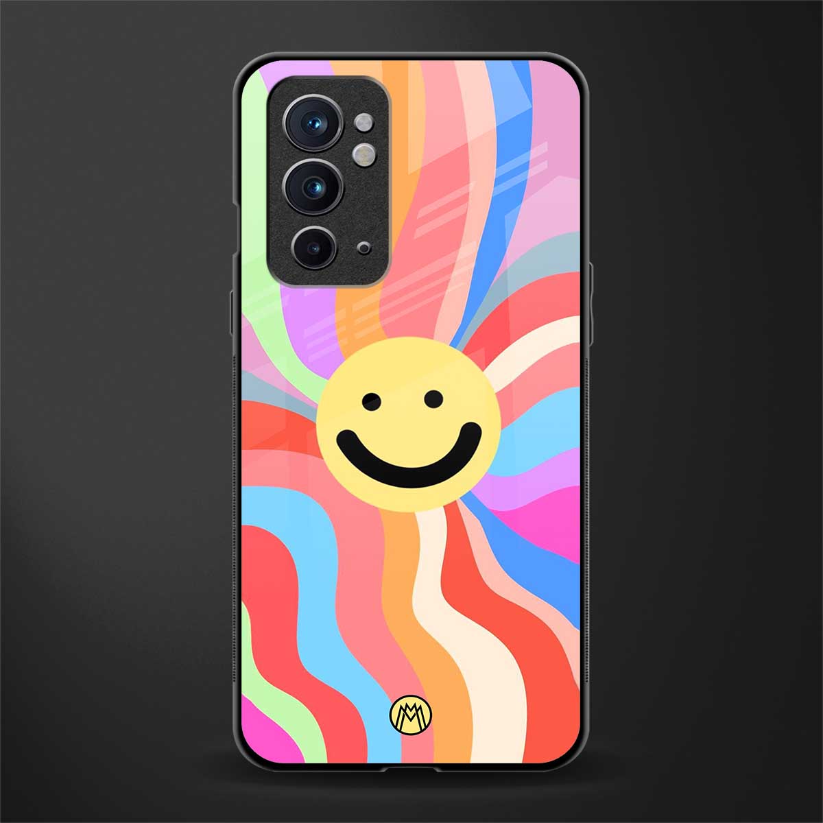 cheerful smiley glass case for oneplus 9rt image