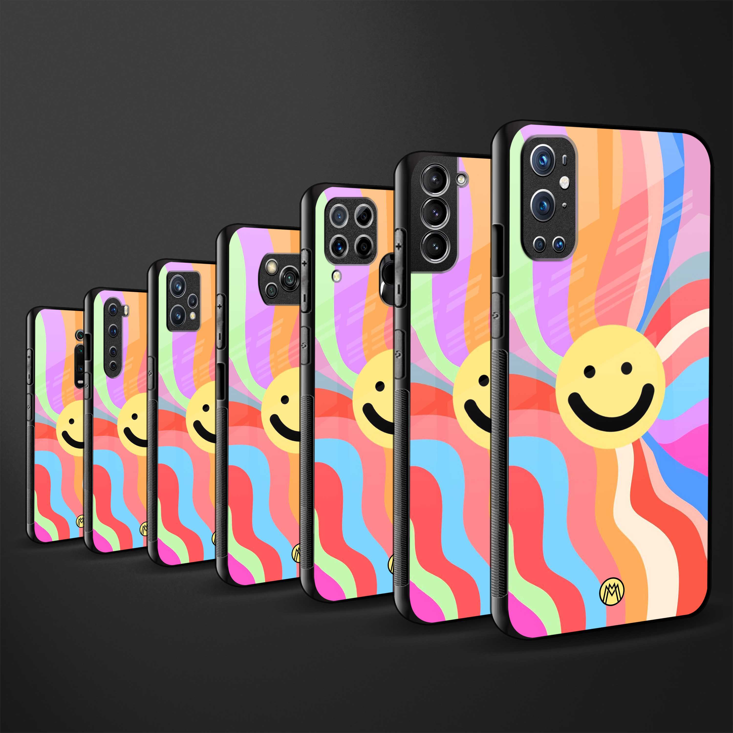 cheerful smiley glass case for oppo a54 image-3