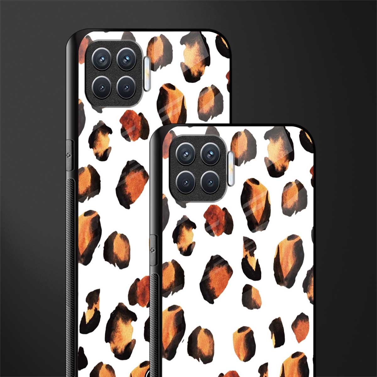 cheetah fur glass case for oppo f17 pro image-2