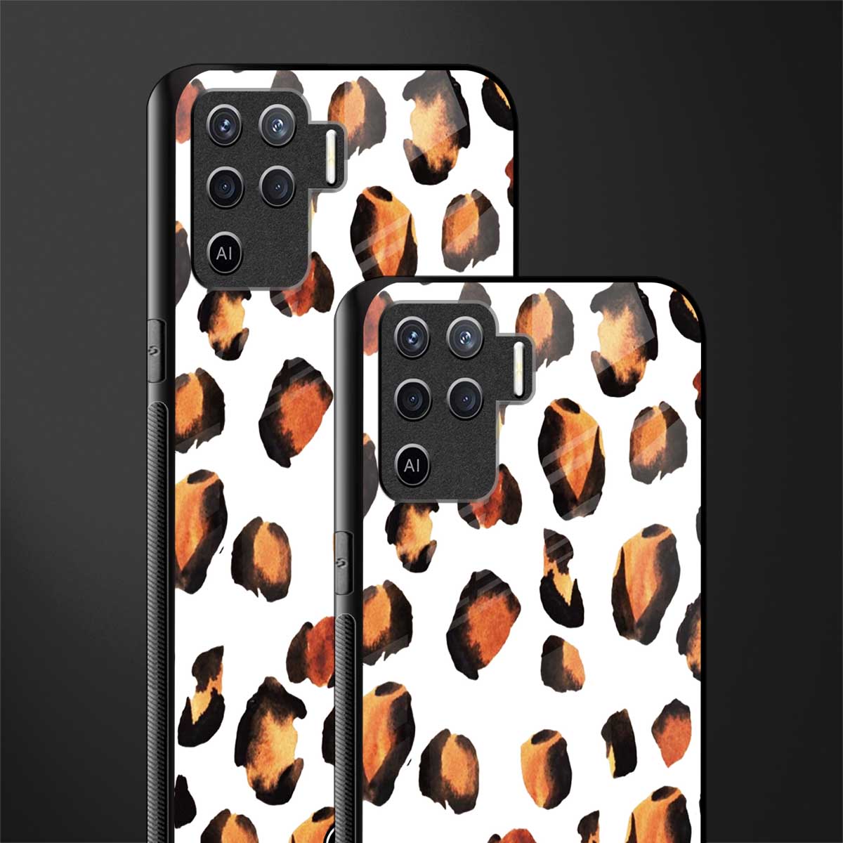 cheetah fur glass case for oppo f19 pro image-2