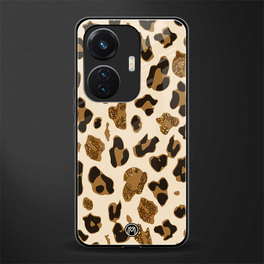 cheetah fur aesthetic back phone cover | glass case for vivo t1 44w 4g
