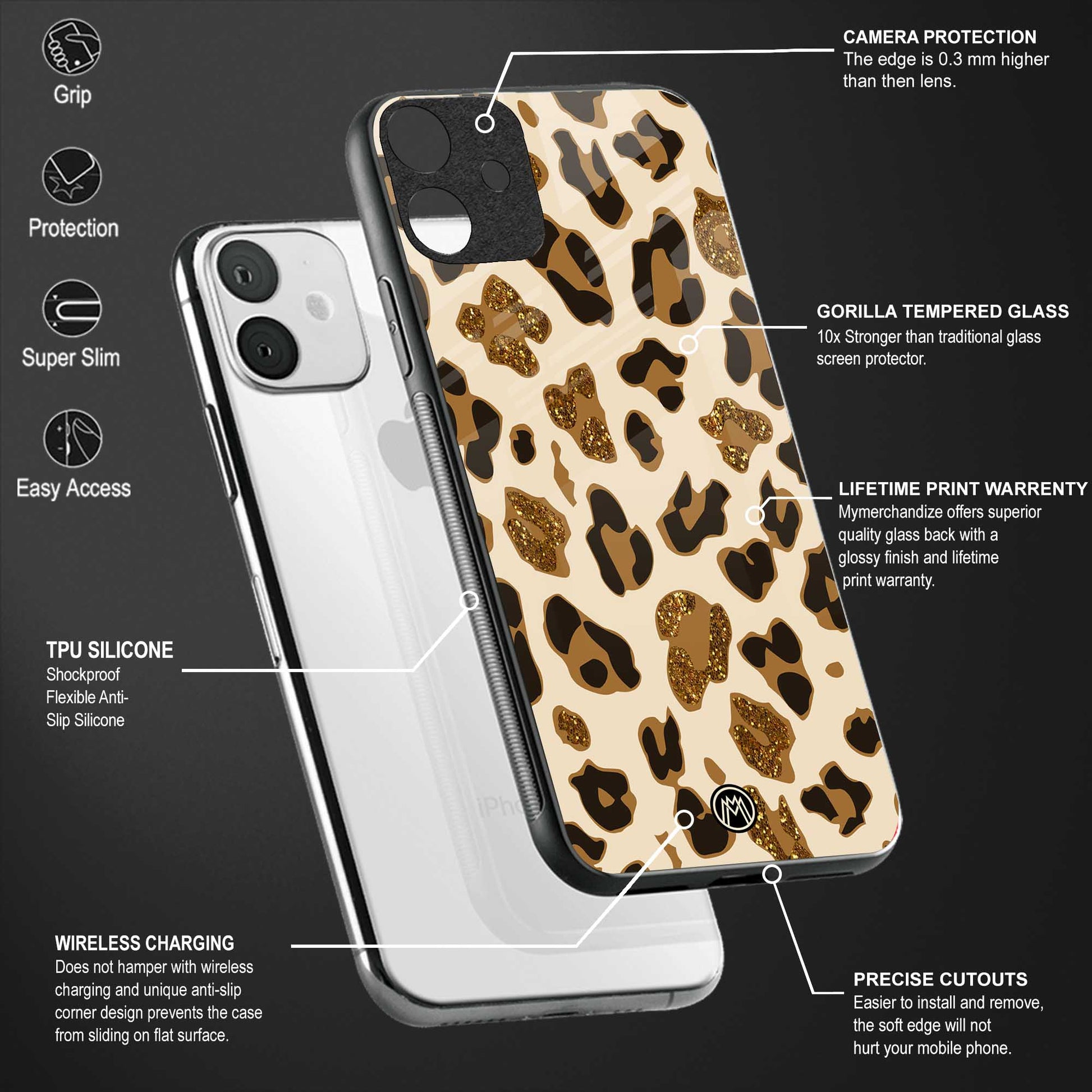 cheetah fur aesthetic back phone cover | glass case for vivo v25-5g