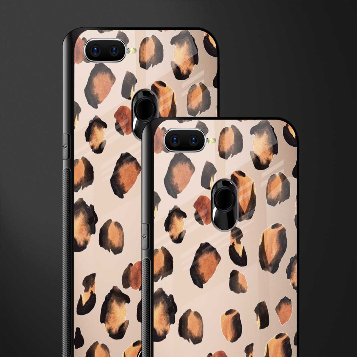 cheetah fur gold edition glass case for oppo a7 image-2