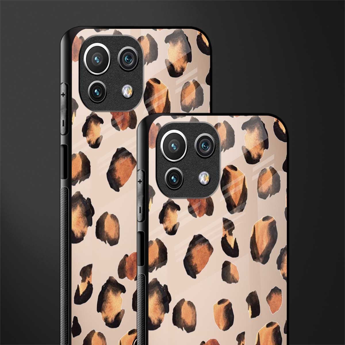 cheetah fur gold edition glass case for mi 11 lite image-2