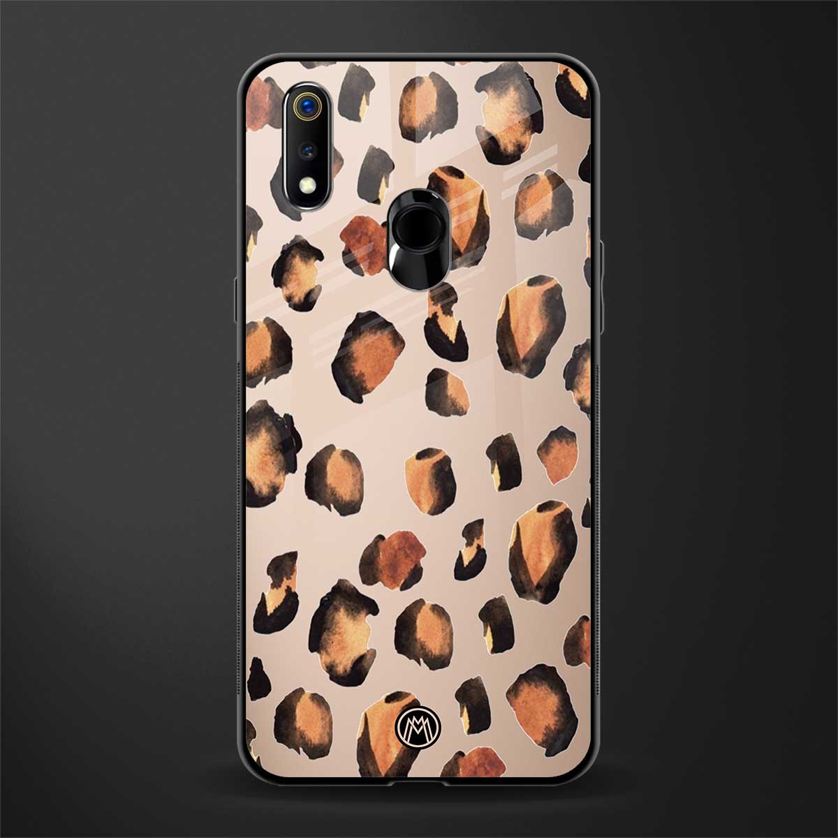 cheetah fur gold edition glass case for realme 3 pro image