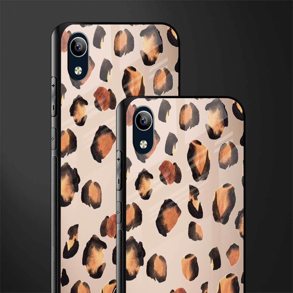 cheetah fur gold edition glass case for vivo y1s without fingerprint image-2