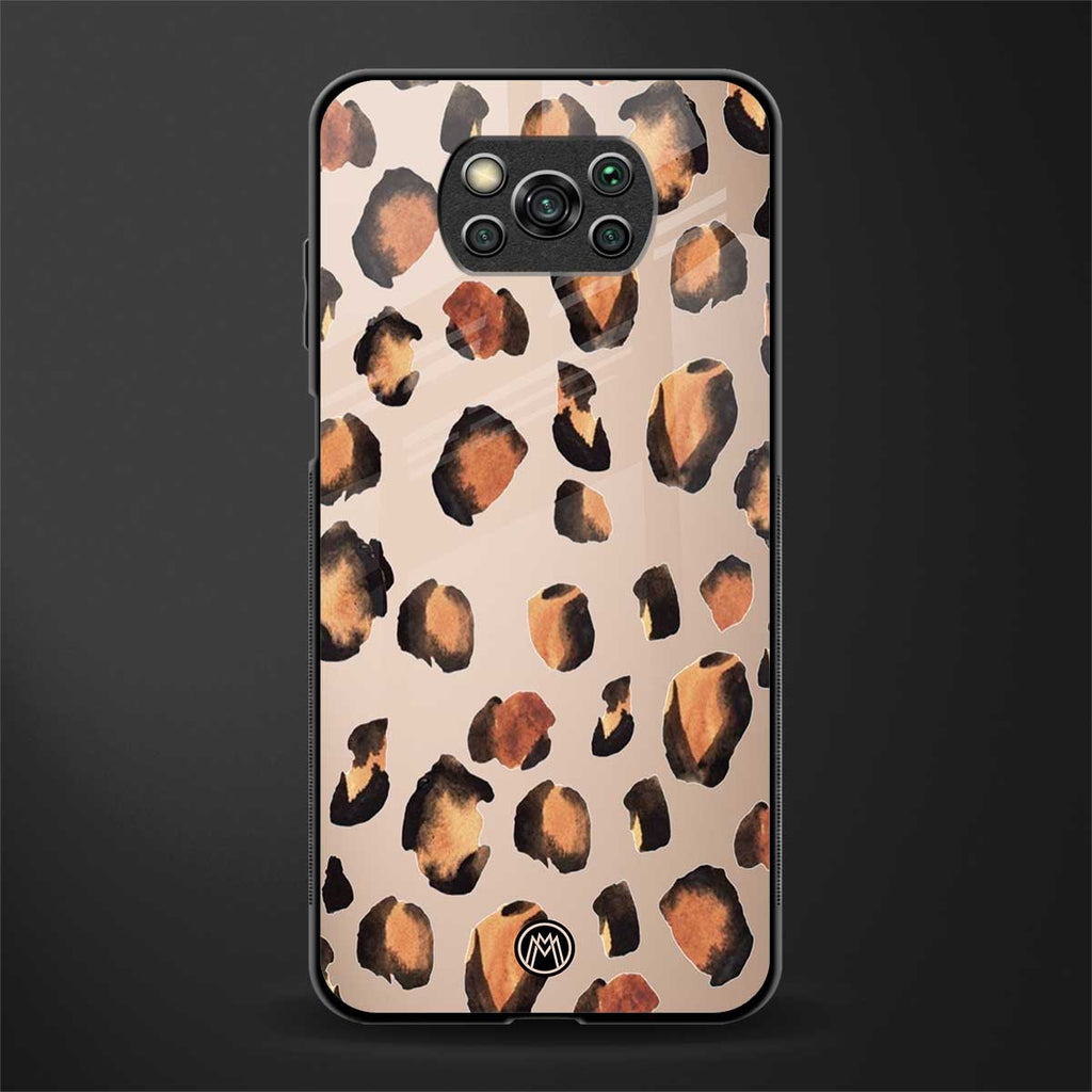 cheetah fur gold edition glass case for poco x3 image