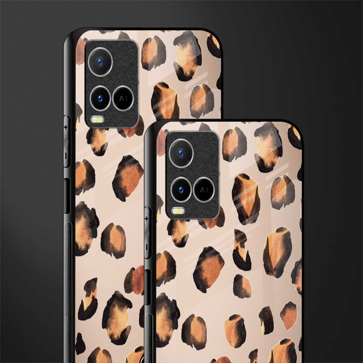 cheetah fur gold edition glass case for vivo y33s vivo y33t image-2