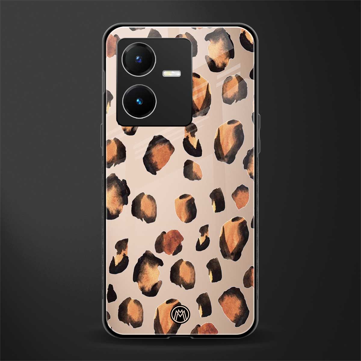 cheetah fur gold edition back phone cover | glass case for vivo y22