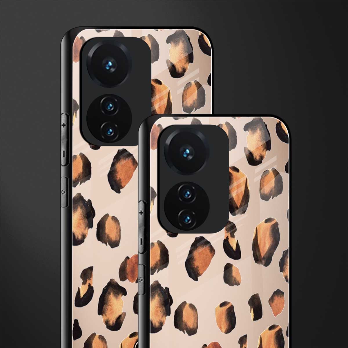 cheetah fur gold edition back phone cover | glass case for vivo t1 44w 4g