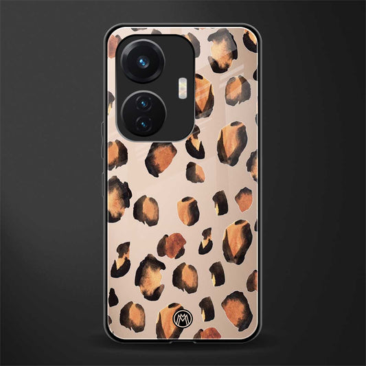 cheetah fur gold edition back phone cover | glass case for vivo t1 44w 4g