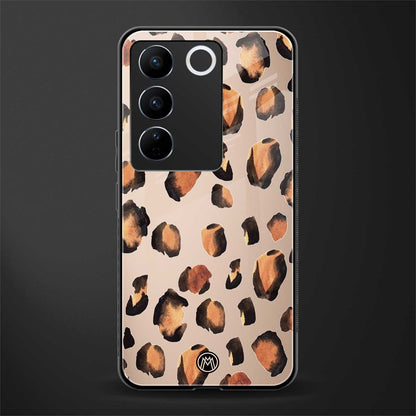 cheetah fur gold edition back phone cover | glass case for vivo v27 pro 5g