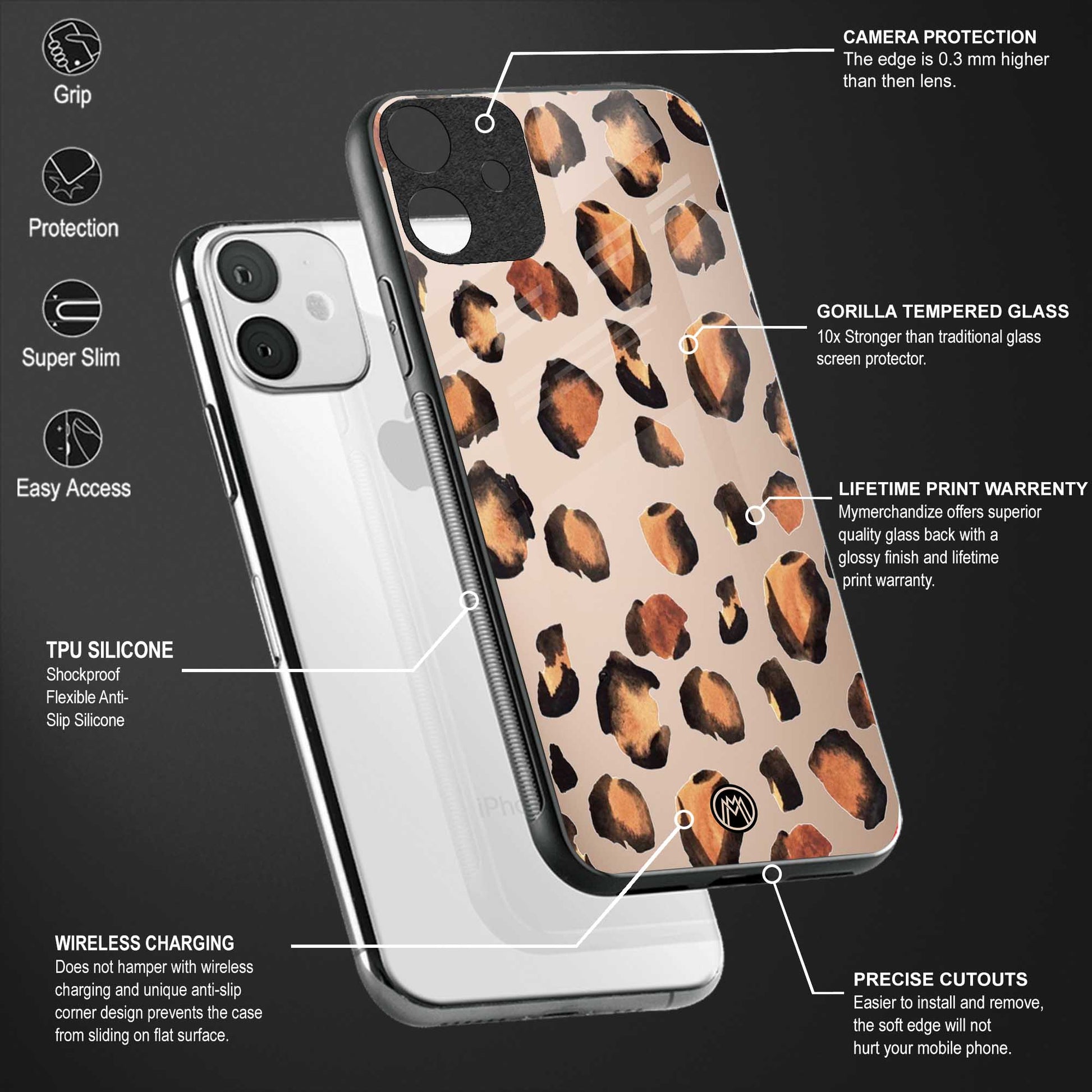 cheetah fur gold edition back phone cover | glass case for vivo t1 44w 4g