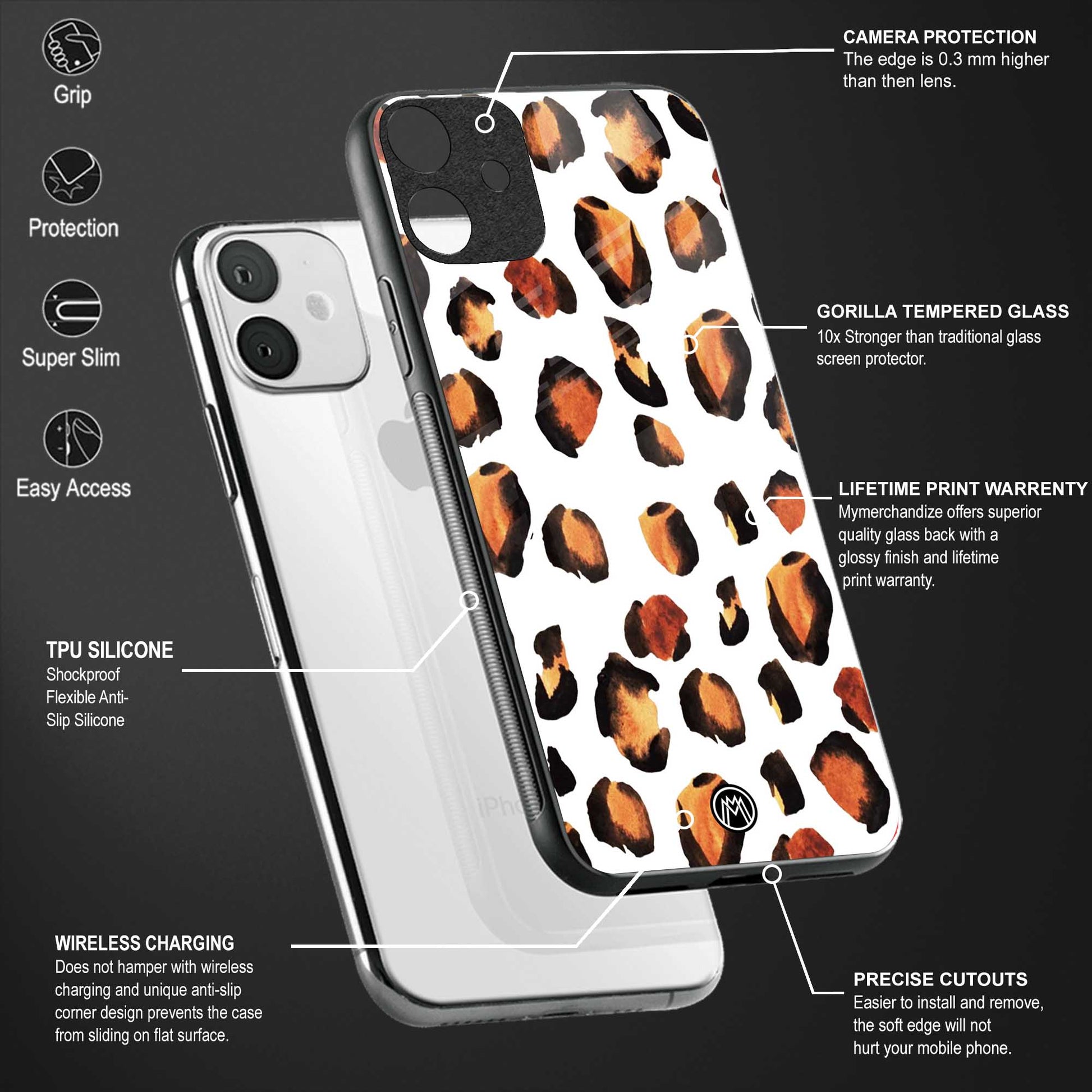 cheetah fur glass case for iphone 12 mini image-4